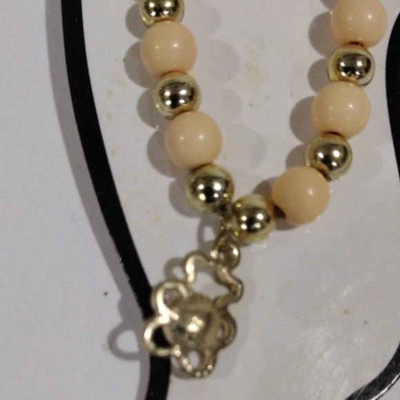 Beaded Gold-Tone Anklet Flower Charm & Matching Toe Ring – Summer Beach Jewelry - Picture 7 of 9